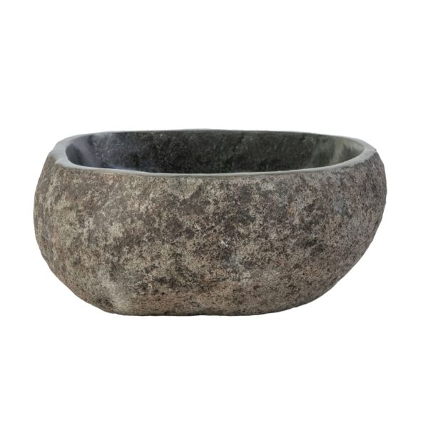 WASKOM VAN NATUURLIJKE RIVIERSTEEN - GRIJS 30-35X15X2CM